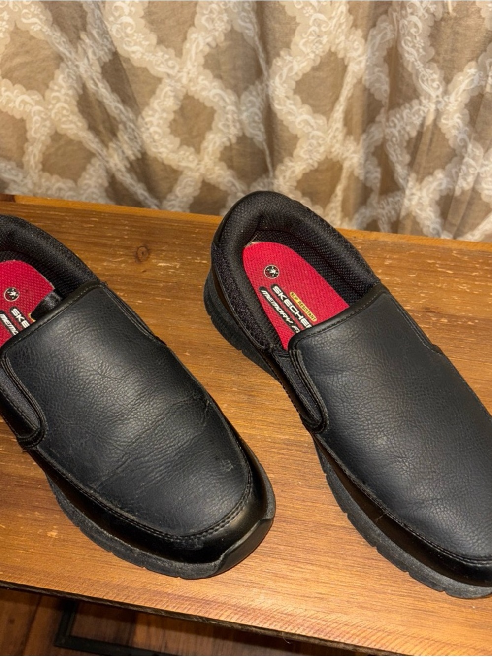Skechers Women’s Black Slip-On Loafers with Red Insole